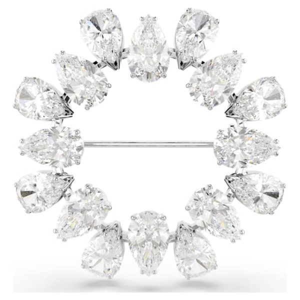 Matrix brooch Pear cut, White, Rhodium plated - Image 2