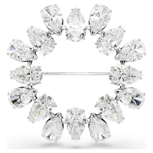 Matrix brooch Pear cut, White, Rhodium plated - Image 6