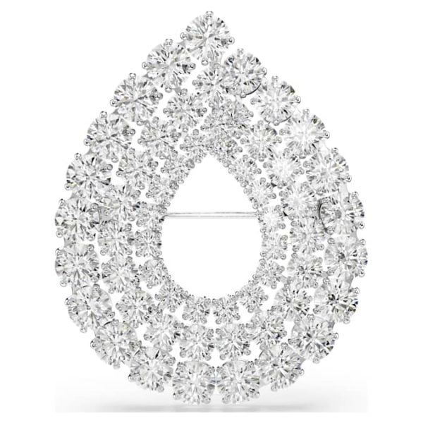 Matrix brooch Round cut, White, Rhodium plated - Image 2