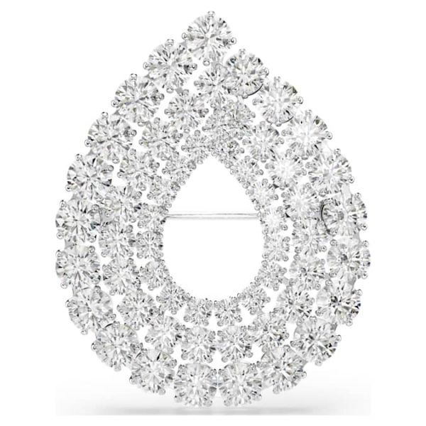 Matrix brooch Round cut, White, Rhodium plated - Image 6