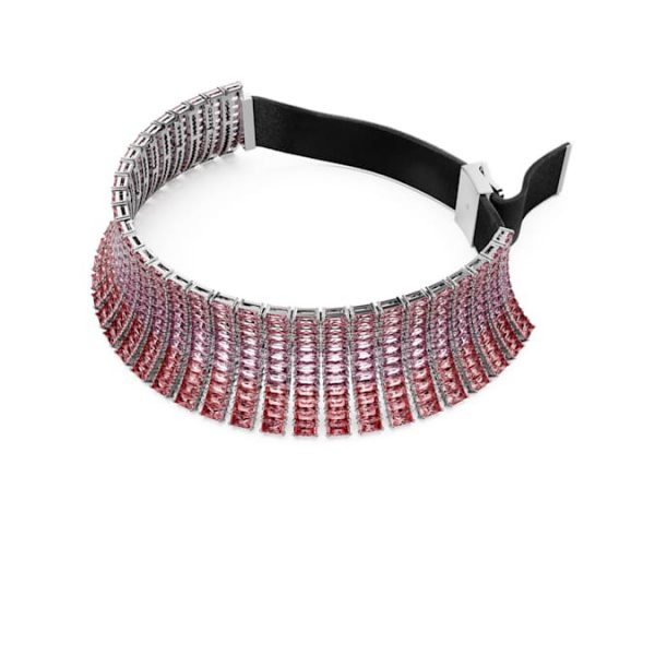 Matrix choker Baguette cut, Pink, Rhodium plated - Image 3