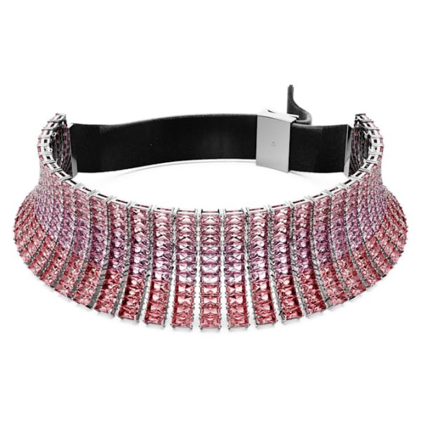 Matrix choker Baguette cut, Pink, Rhodium plated - Image 7