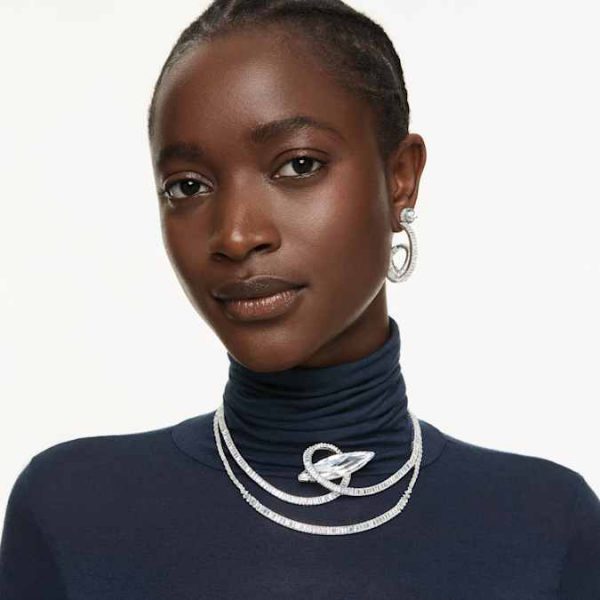 Matrix choker Baguette cut, White, Rhodium plated - Image 7