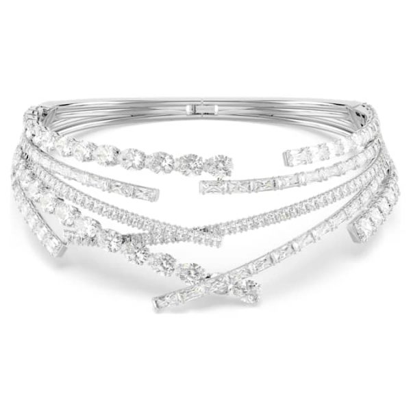 Matrix choker Mixed cuts, White, Rhodium plated - Image 2