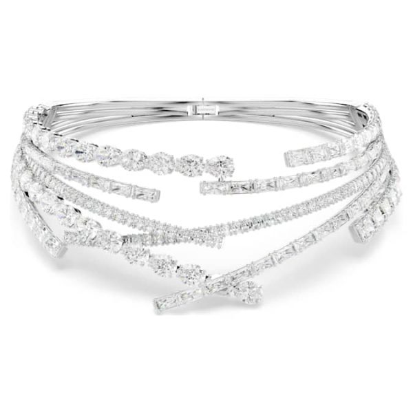 Matrix choker Mixed cuts, White, Rhodium plated - Image 8