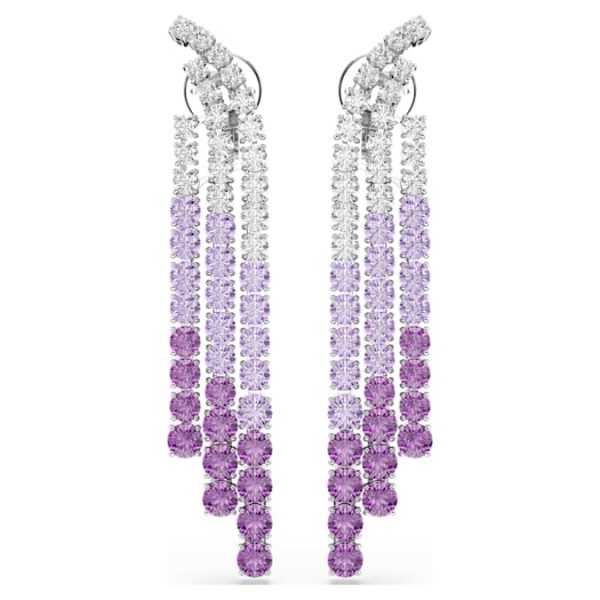 Matrix Clip earrings Color gradient, Round cuts, Purple, Rhodium plated - Image 2