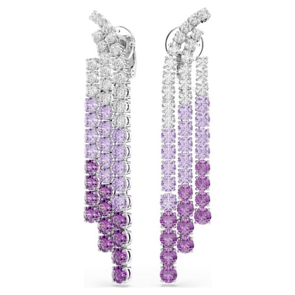 Matrix Clip earrings Color gradient, Round cuts, Purple, Rhodium plated - Image 3