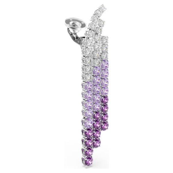 Matrix Clip earrings Color gradient, Round cuts, Purple, Rhodium plated - Image 4