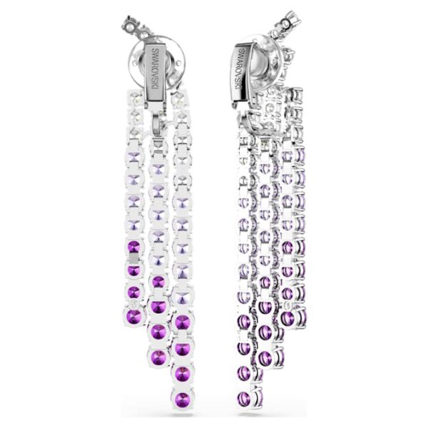 Matrix Clip earrings Color gradient, Round cuts, Purple, Rhodium plated - Image 5