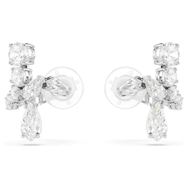 Matrix clip earrings Mixed cuts, White, Rhodium plated - Image 2