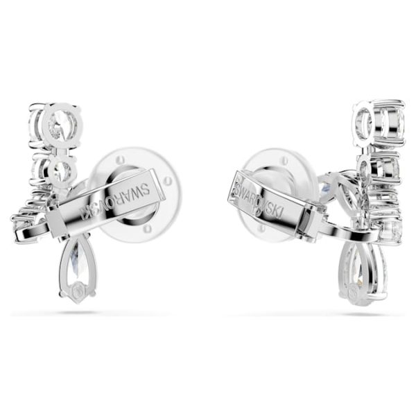 Matrix clip earrings Mixed cuts, White, Rhodium plated - Image 5