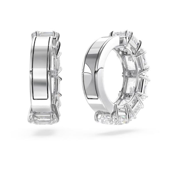 Matrix clip earrings Square cut, White, Rhodium plated - Image 5