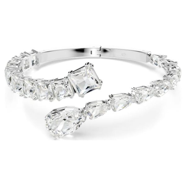 Matrix cuff Mixed cuts, White, Rhodium plated - Image 2