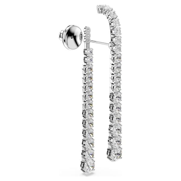 Matrix drop earrings Gradient of round cuts, White, Rhodium plated - Image 4