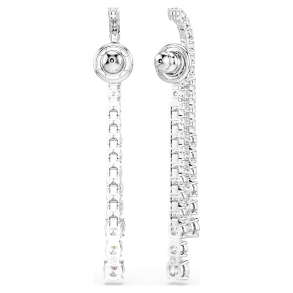 Matrix drop earrings Gradient of round cuts, White, Rhodium plated - Image 5