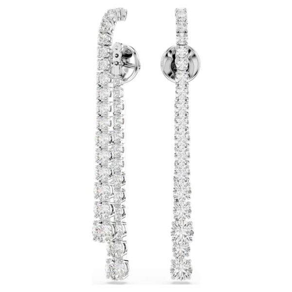 Matrix drop earrings Gradient of round cuts, White, Rhodium plated - Image 6