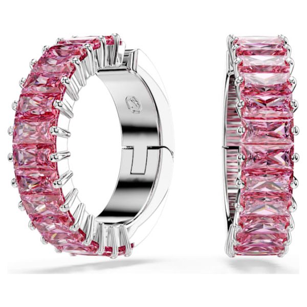 Matrix ear cuffs Baguette cut, Pink, Rhodium plated - Image 7