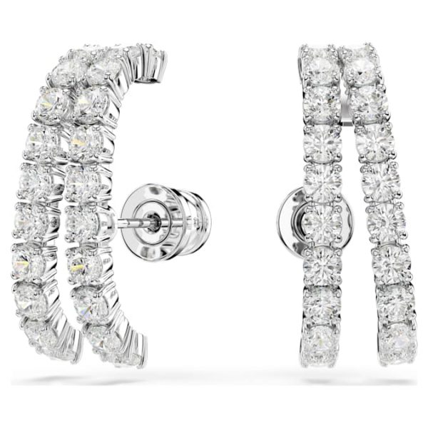 Matrix ear cuffs Round cut, White, Rhodium plated - Image 2