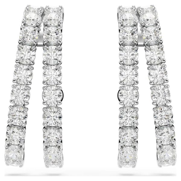 Matrix ear cuffs Round cut, White, Rhodium plated - Image 3
