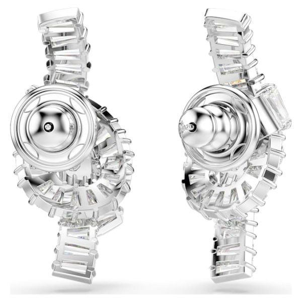Matrix earrings Baguette cut, Knot, White, Rhodium plated - Image 5