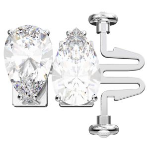 Matrix extender Pear cut, White, Rhodium plated