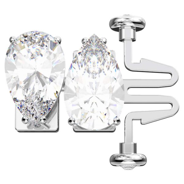 Matrix extender Pear cut, White, Rhodium plated