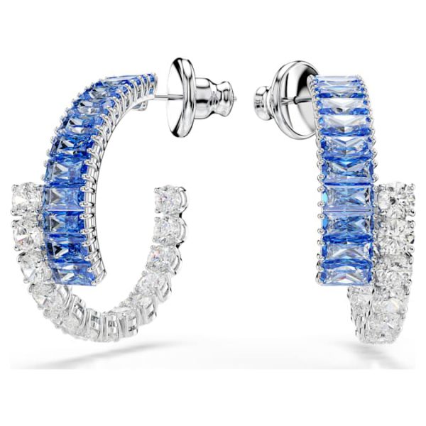 Matrix hoop earrings Mixed cuts, Blue, Rhodium plated - Image 2