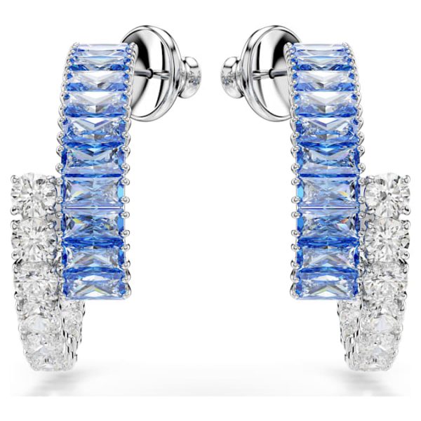 Matrix hoop earrings Mixed cuts, Blue, Rhodium plated - Image 3