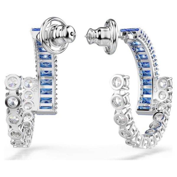 Matrix hoop earrings Mixed cuts, Blue, Rhodium plated - Image 5