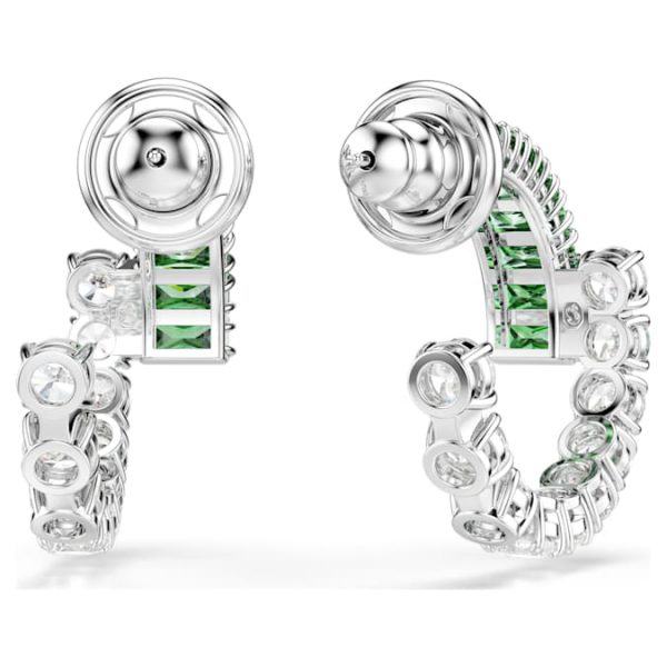 Matrix hoop earrings Mixed cuts, Green, Rhodium plated - Image 5