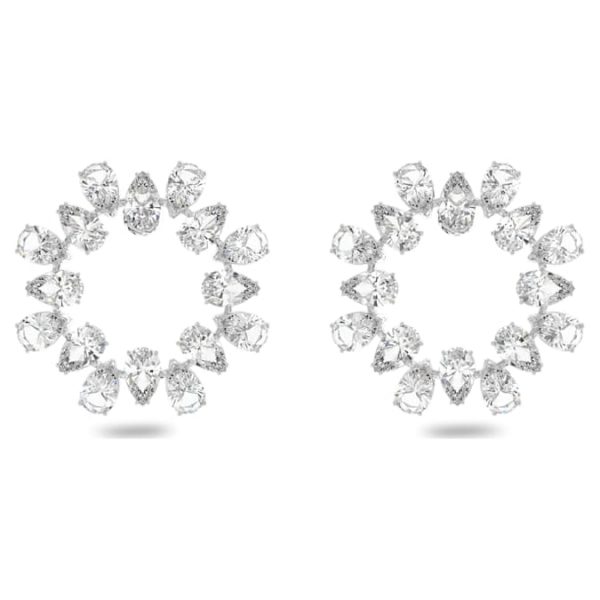 Matrix hoop earrings Pear cut, White, Rhodium plated - Image 2