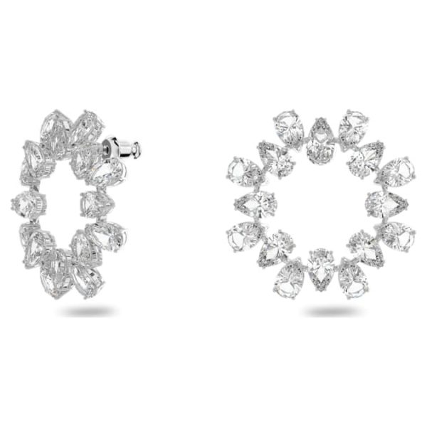 Matrix hoop earrings Pear cut, White, Rhodium plated - Image 3