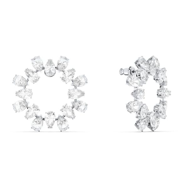 Matrix hoop earrings Pear cut, White, Rhodium plated - Image 4