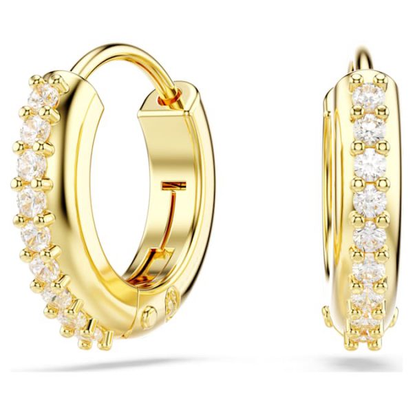Matrix hoop earrings Round cut, White, Gold-tone plated - Image 2