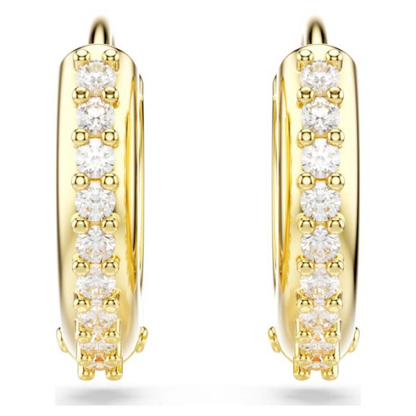Matrix hoop earrings Round cut, White, Gold-tone plated - Image 3