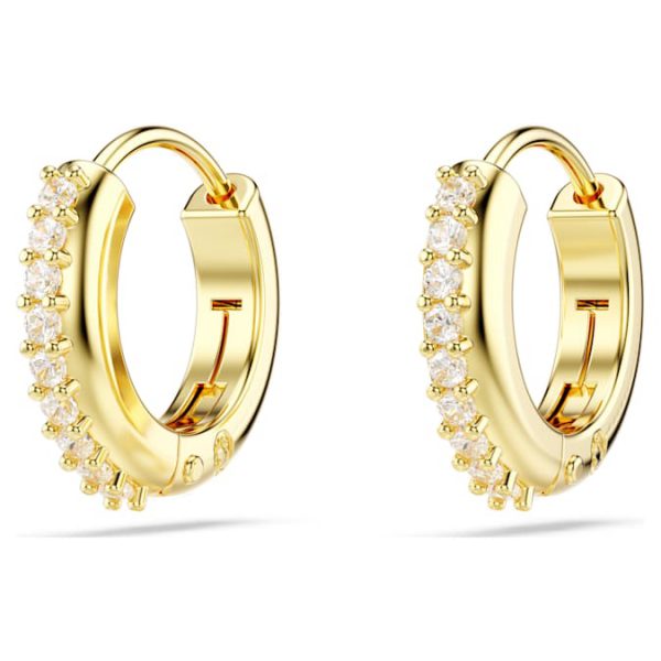 Matrix hoop earrings Round cut, White, Gold-tone plated - Image 4