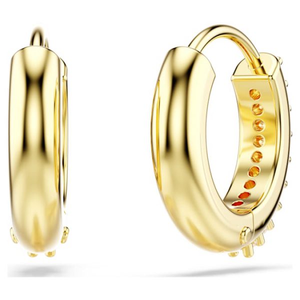 Matrix hoop earrings Round cut, White, Gold-tone plated - Image 5