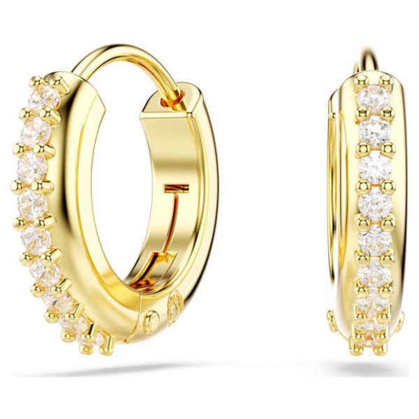 Matrix hoop earrings Round cut, White, Gold-tone plated - Image 6