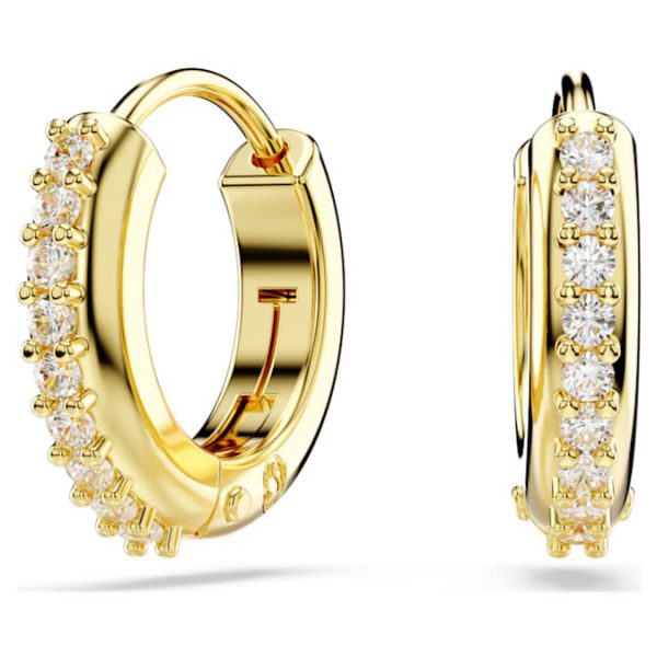 Matrix hoop earrings Round cut, White, Gold-tone plated - Image 7