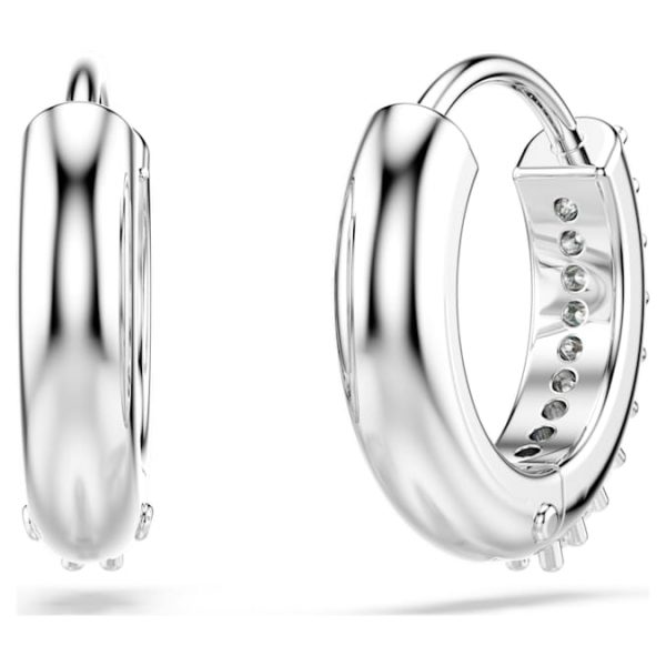 Matrix hoop earrings Round cut, White, Rhodium plated - Image 5