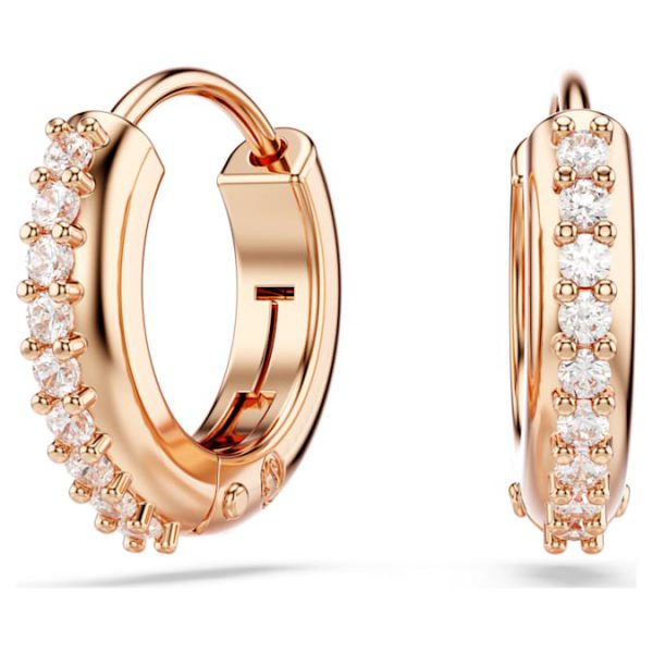 Matrix hoop earrings Round cut, White, Rose gold-tone plated - Image 2