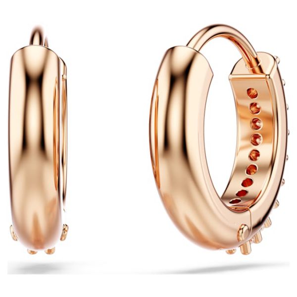 Matrix hoop earrings Round cut, White, Rose gold-tone plated - Image 5