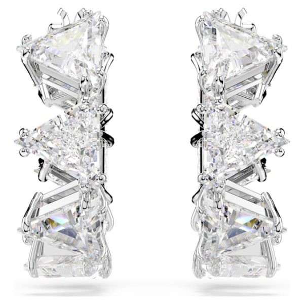 Matrix hoop earrings White, Rhodium plated - Image 3