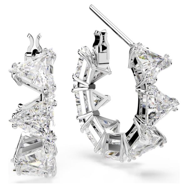 Matrix hoop earrings White, Rhodium plated - Image 4