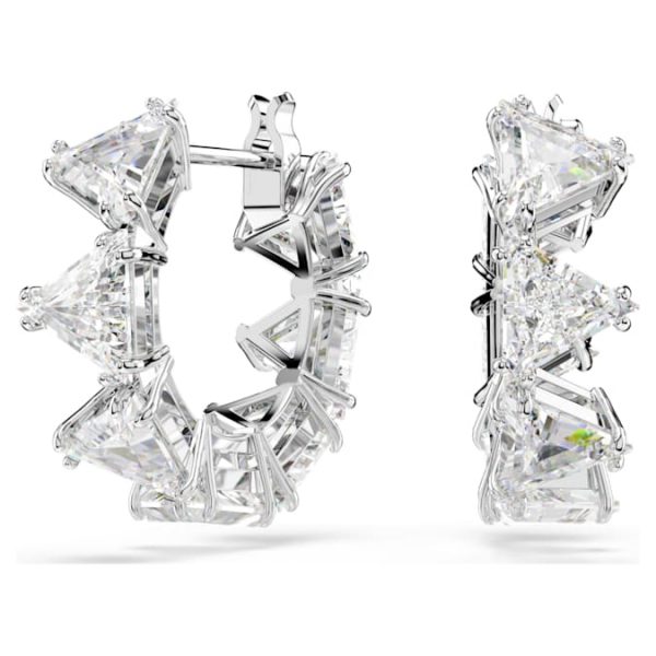 Matrix hoop earrings White, Rhodium plated - Image 9
