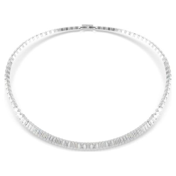 Matrix necklace Baguette cut, White, Rhodium plated - Image 9