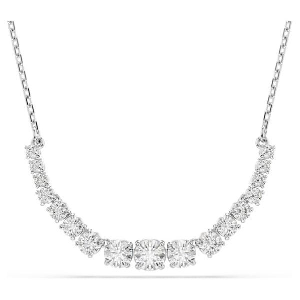 Matrix necklace Gradient of round cuts, White, Rhodium plated - Image 7