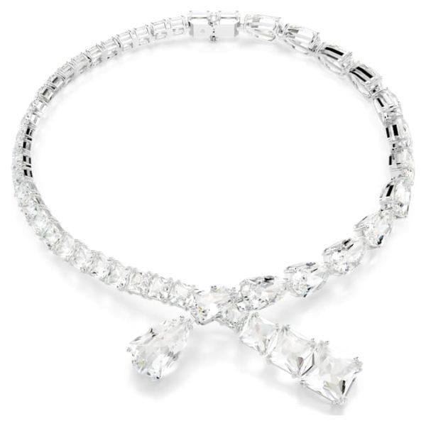 Matrix necklace Mixed cuts, White, Rhodium plated - Image 2