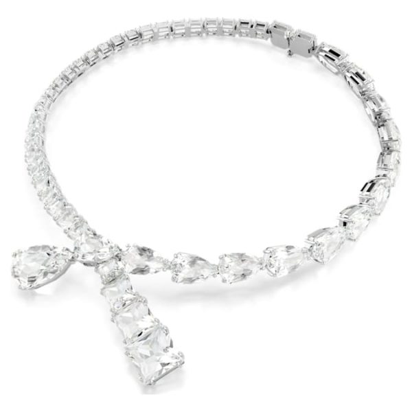 Matrix necklace Mixed cuts, White, Rhodium plated - Image 3