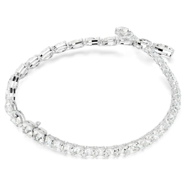 Matrix necklace Mixed cuts, White, Rhodium plated - Image 5